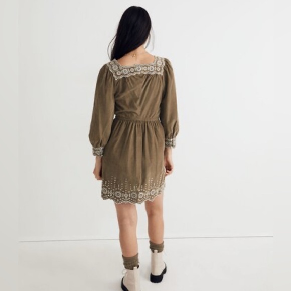 Madewell Olive Corduroy Dress with Square Neckline NEW With Tags! Size XL - Picture 2 of 11